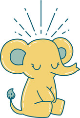 illustration of a traditional tattoo style cute elephant