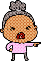 cartoon angry old woman