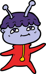 friendly cartoon spaceman dancing