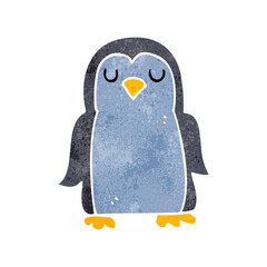 freehand retro cartoon penguin