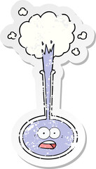distressed sticker of a cartoon science accident