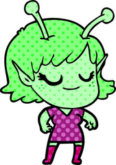 smiling alien girl cartoon