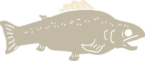 flat color illustration cartoon large fish