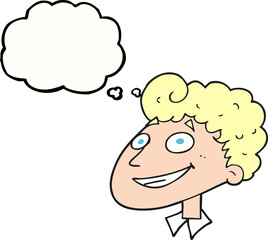 freehand drawn thought bubble cartoon happy man