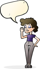 cartoon woman ignoring with speech bubble