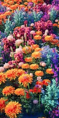 Fototapeta na wymiar colorful flowers in the garden. generative ai