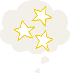 cartoon stars with thought bubble in retro style