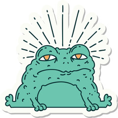 sticker of a tattoo style toad character