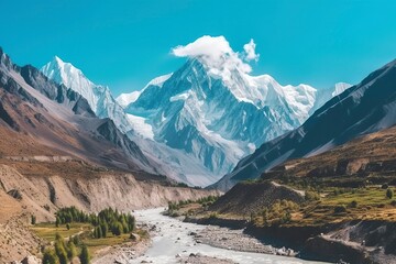 A mountain in Tibet over 8000 meters high. Ai generated.