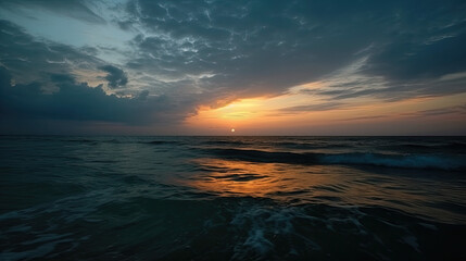 Fototapeta premium Sea in the evening with a beautiful sunset. Generative AI