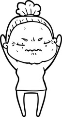 cartoon annoyed old lady