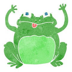 freehand retro cartoon funny frog