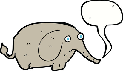 cartoon sad little elephant with speech bubble