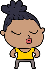 cartoon calm woman
