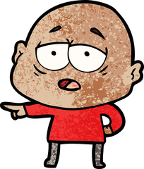 cartoon tired bald man