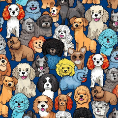 Seamless pattern with dogs  AI Generated 