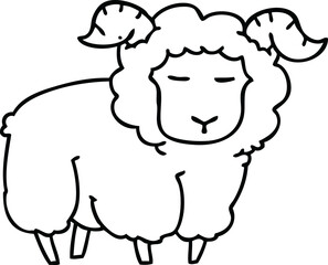 line drawing quirky cartoon ram