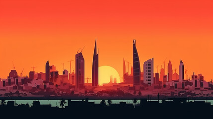 Fototapeta na wymiar Skyline of Manama Central Business District. The Kingdom of Bahrain. Generative Ai