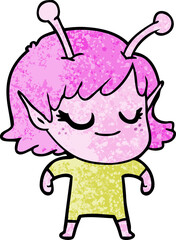 smiling alien girl cartoon