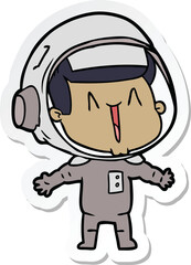 Fototapeta premium sticker of a happy cartoon astronaut