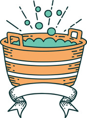 scroll banner with tattoo style tin bath