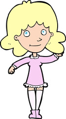 cartoon friendly woman waving