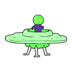 freehand drawn cartoon flying saucer