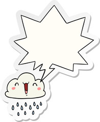 cartoon storm cloud with speech bubble sticker