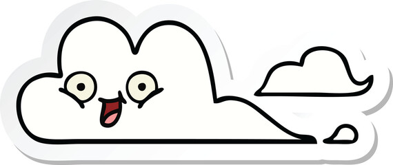 sticker of a cute cartoon happy cloud