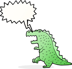 cartoon dinosaur with speech bubble