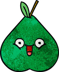 retro grunge texture cartoon of a pear