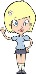 cartoon pretty girl waving