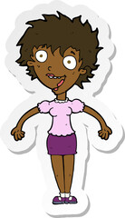 sticker of a cartoon excited woman