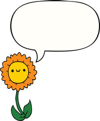 cartoon flower with speech bubble