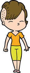 cartoon squinting girl