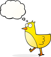 freehand drawn thought bubble cartoon bird