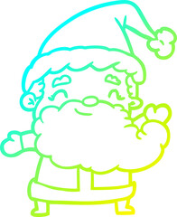 cold gradient line drawing of a santa claus