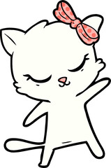 cute cartoon cat with bow