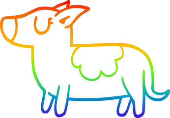 rainbow gradient line drawing of a cartoon standing dog