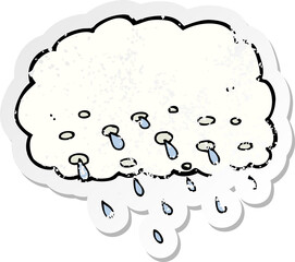 retro distressed sticker of a cartoon rain cloud