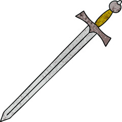 hand drawn quirky cartoon sword