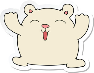 sticker of a quirky hand drawn cartoon funny polar bear