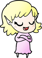happy cartoon elf girl