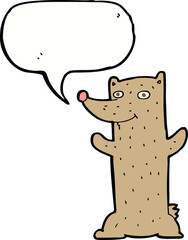 funny cartoon bear with speech bubble