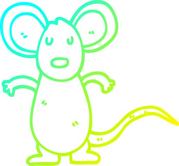 cold gradient line drawing of a cartoon mouse