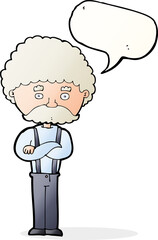 cartoon old man  with speech bubble