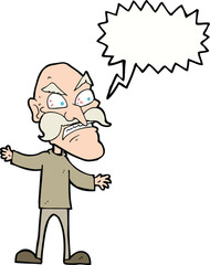 cartoon angry old man with speech bubble