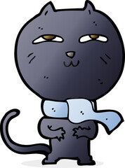 cartoon funny cat wearing scarf