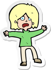 sticker of a cartoon unhappy person