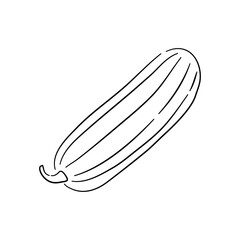 Hand-drawn black sketch of a cucumber. Doodle-style icon. Vector illustration.